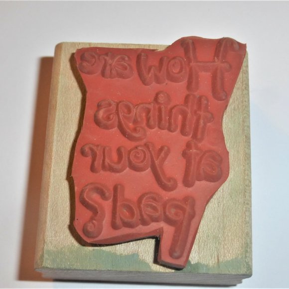 HOW ARE THINGS AT YOUR PAD Rubber Stamp Ink Stamp Scrapbook Arts & Crafts - Picture 5 of 5